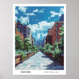 Poster Ciel bleu dans High Park New York USA Vintage voya