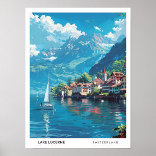 Poster Ciel bleu dans le lac Lucerne Suisse Voyage