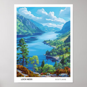 Poster Ciel bleu dans Loch Ness Vintage voyage écossais
