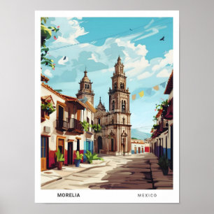 Poster Ciel bleu en Morelia Mexique Vintage voyage