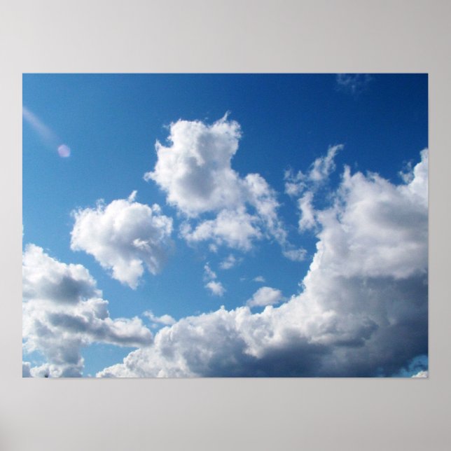 Poster ciel bleu et nuages blancs (Devant)