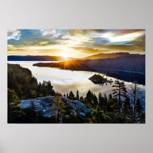 Poster Ciel brillant à Emerald Bay Lake Tahoe en Californ