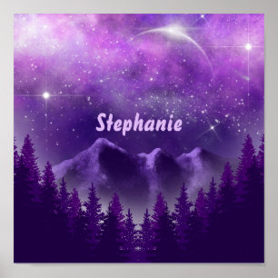 Poster Ciel clair de lune violet