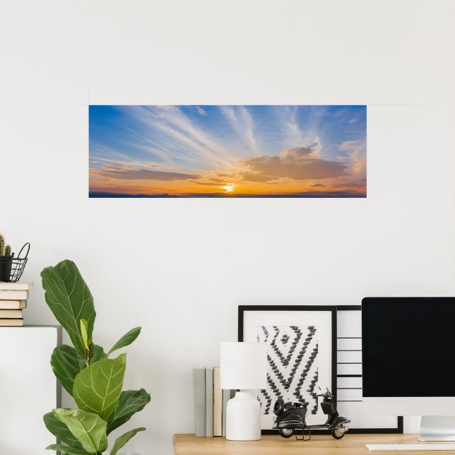 Poster Ciel coucher de soleil nuages orange bleu (Bureau à domicile)