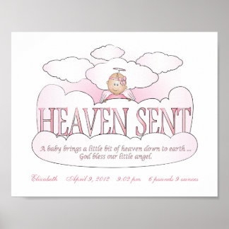 Poster Ciel customisé Envoyé Angel Girls Salle Wall Art