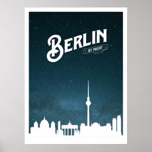 Poster Ciel de Berlin par nuit, Berlin, Allemagne - Deuts