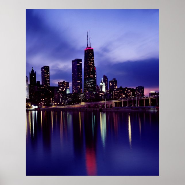 Poster Ciel de Chicago à la tombée de la nuit (Devant)