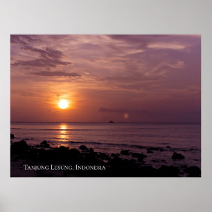 Poster Ciel de coucher de soleil à la plage de rayon de s