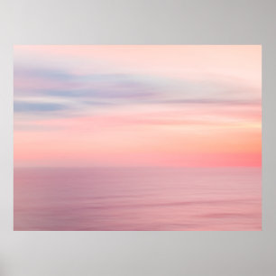 Poster Ciel de coucher de soleil flou et océan