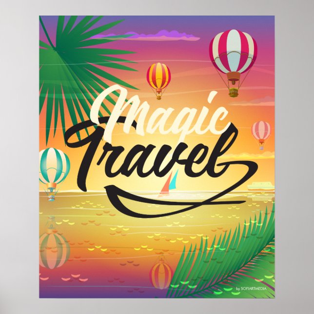 Poster Ciel de coucher d'été, Plage de mer Magie Voyage A (Devant)