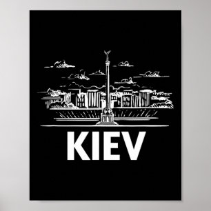 Poster Ciel de la ville de Kiev Ukraine Silhouette Esquis