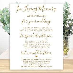 Poster Ciel de mémoire aimant l'or Poème de mariage à la