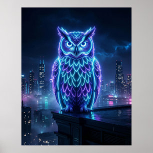Poster Ciel de Minuit de la Chouette Néon