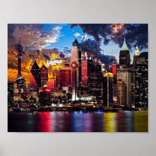 Poster Ciel de nuit de la ville Pastiche