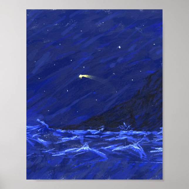 Poster Ciel de nuit Ocean Cliff Tirage Star Canvas (Devant)