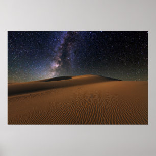 Poster Ciel étoilé sur le désert de Gobi Dunes de sable