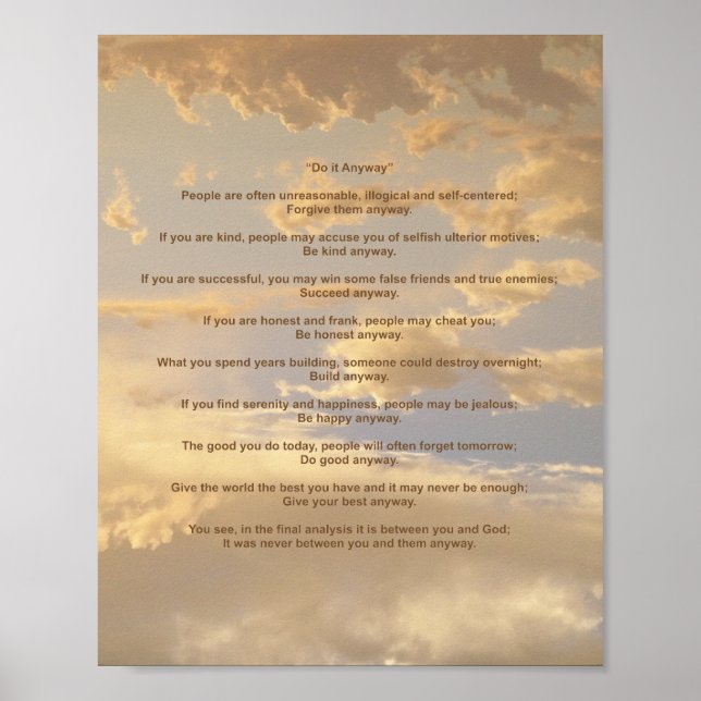 Poster Ciel lumineux le faire de toute façon (Devant)