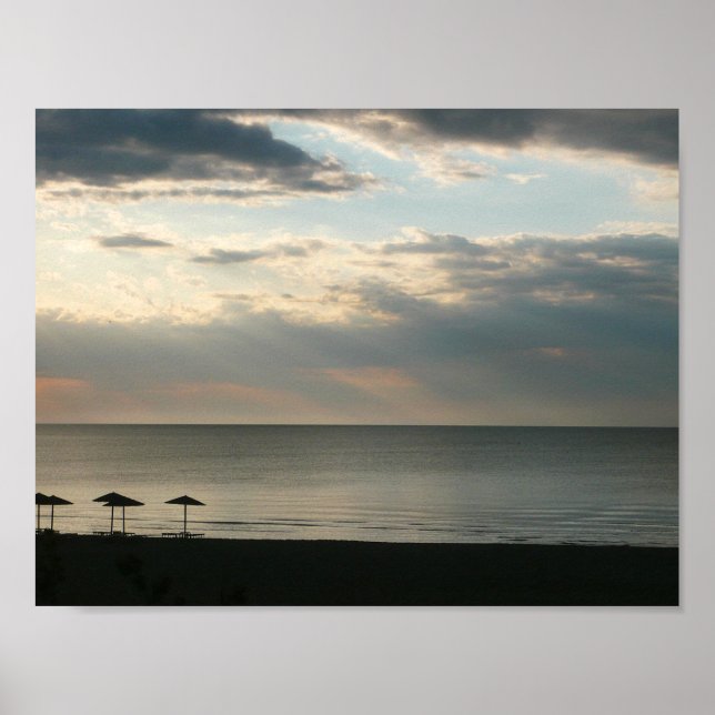 Poster Ciel matinal au-dessus de la plage en Grèce Paysag (Devant)