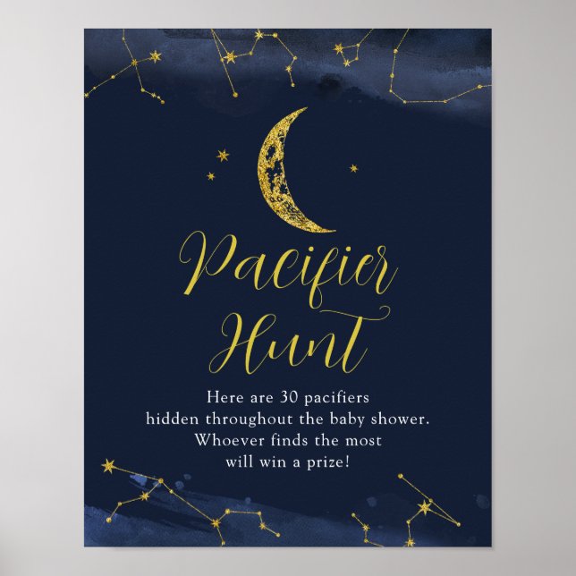 Poster Ciel nocturne au-dessus de la lune Baby shower cha (Devant)