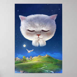 Poster Ciel nocturne avec chat