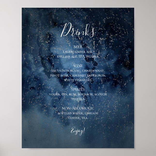 Poster Ciel nocturne céleste | Panneau de menu de boisson (Devant)