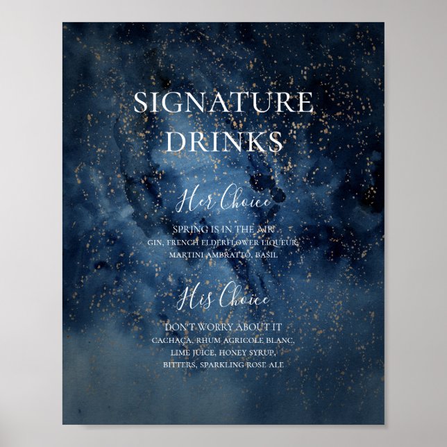 Poster Ciel nocturne céleste | Signature Gold Boissons Si (Devant)