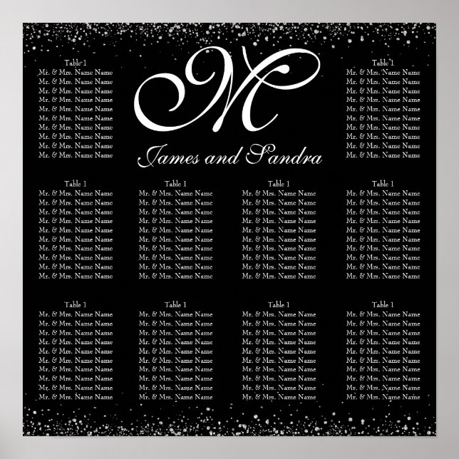 Poster Ciel nocturne de Parties scintillant en argent (Devant)