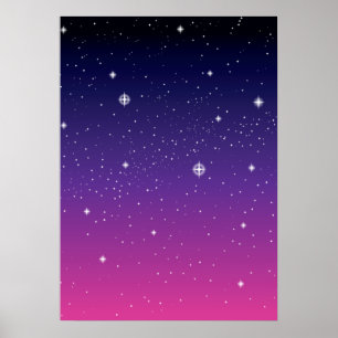 Poster Ciel nocturne étoilé violet foncé