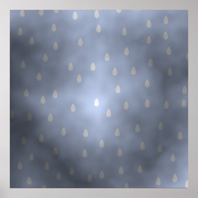 Poster Ciel orageux pluvieux. Gris et Bleu. (Devant)