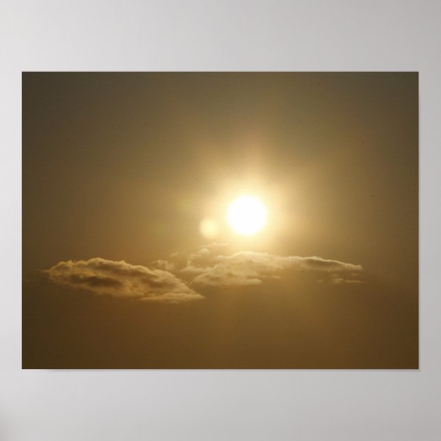 Poster Ciel orange avec soleil et nuages (Devant)