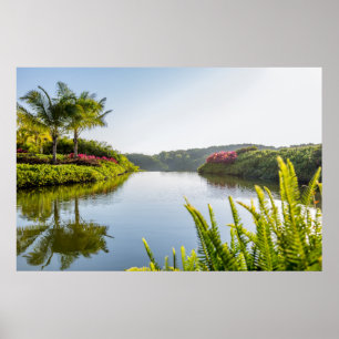 Poster Ciel reflété dans le lac tropical encore