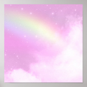Poster Ciel rose avec Citron jaune arc-en-ciel