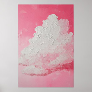 Poster Ciel rose et nuages blancs