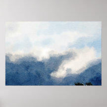 Ciel surréaliste et nuages aquarelle peinture