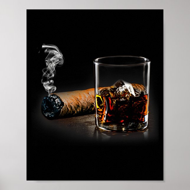 Poster Cigar And Bourbon Great Gift For Cigar Lounge Love (Devant)