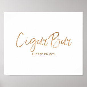 Poster Cigar Bar 8x10 Rose élégant Mariage or Signal