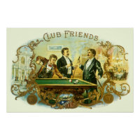 Cigar vintage Étiquette Art, Club Friends Billard