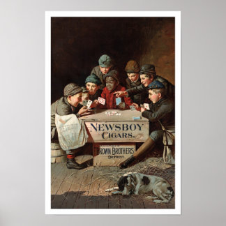Poster Cigares Newsboy, 1894. Publicité ancienne