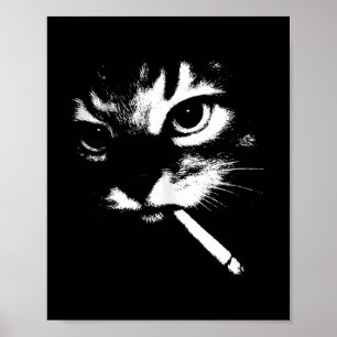 Poster Cigarette Kitten Drôle Fumer Mème Chat Gangster C