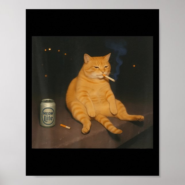 Poster Cigarette Kitten Gen Z Plaisanter Fumer Mème Chat  (Devant)