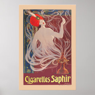Poster Cigarettes Saphir années 1900 Style Vintage Tabac
