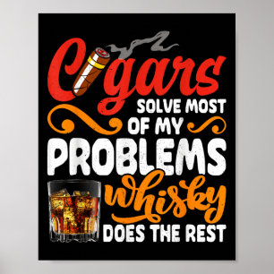 Poster Cigars Et Whiskey Lover Drôle Boire Graphique De C