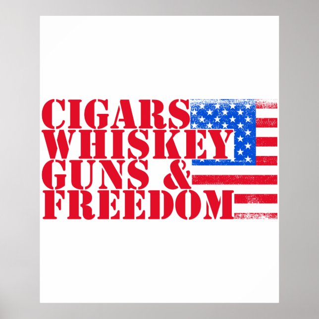 Poster Cigars Whiskey Guns Et Liberté (Devant)