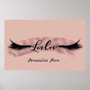 Poster Cils Cils Rose Gold Blush Rose Salon de Beauté