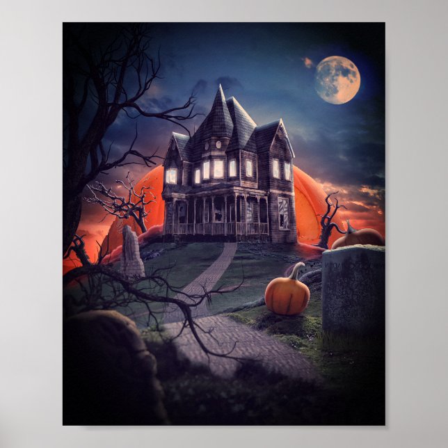 Poster cimetière hanté d'Halloween (Devant)