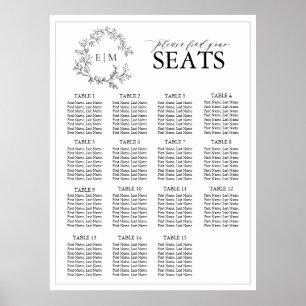 Poster Cimetière noir blanc Monogramme Mariage Siège