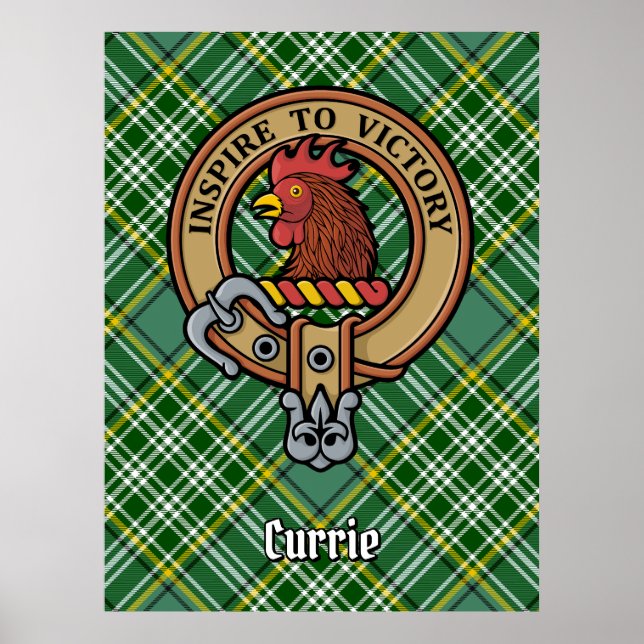 Poster Cimier de coq Clan Currie sur Tartan (Devant)