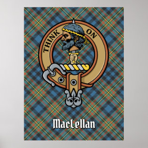 Poster Cimier du clan MacLellan sur tartan ancien