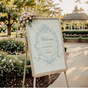 Poster Cimier Floral Mariage classique Bienvenue