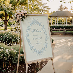 Poster Cimier Floral Mariage classique Bienvenue